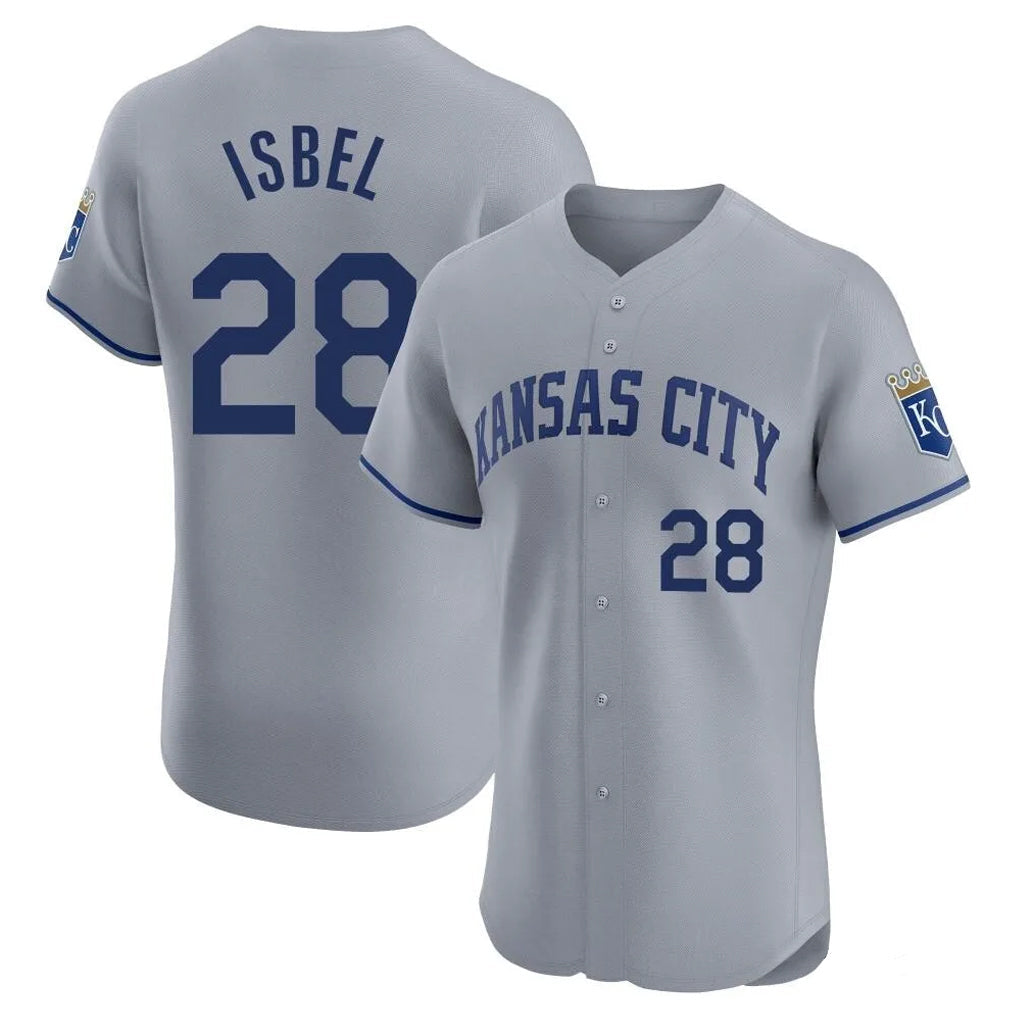 Choea KC.Royals #28 Kyle Isbel Player Gray Limited Elite Home Stitched Jerseys