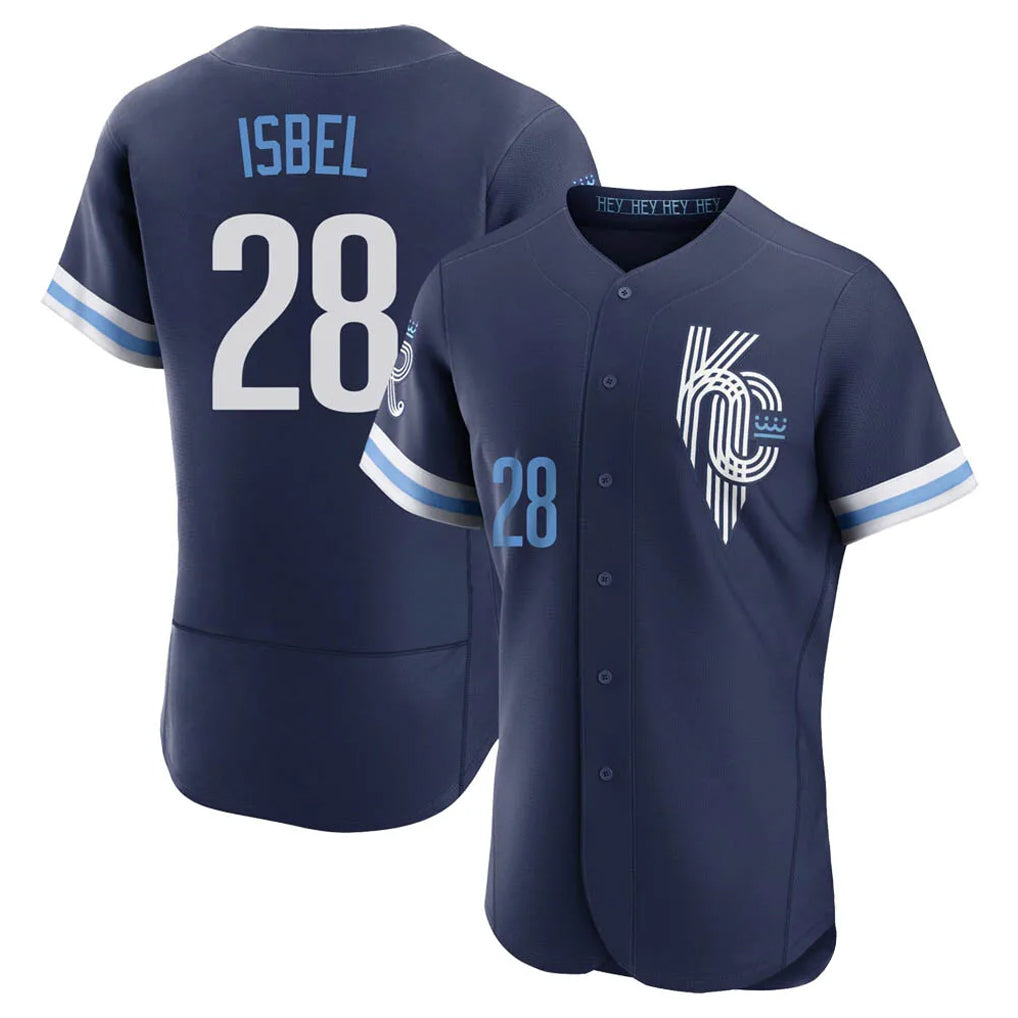 Choea KC.Royals #28 Kyle Isbel Player Navy City Connect Limited Elite Home Stitched Jerseys