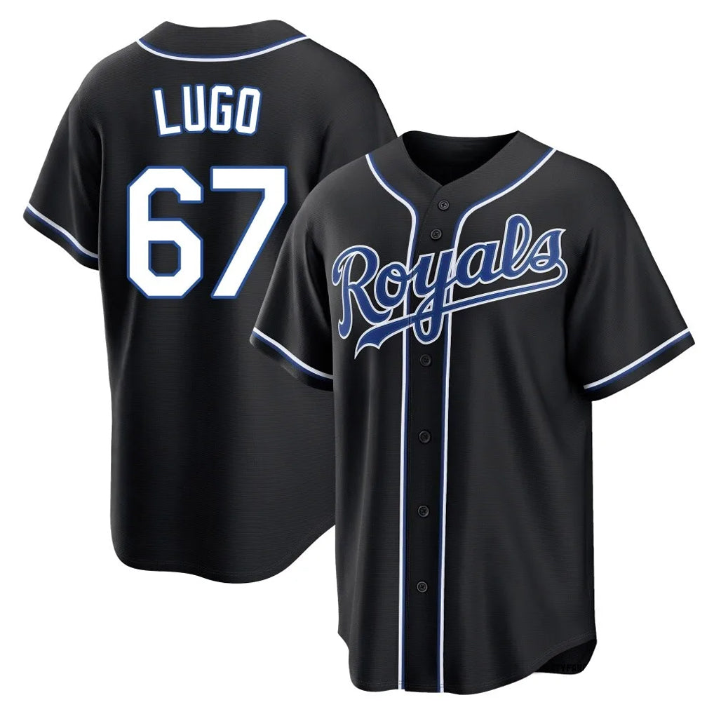 Choea KC.Royals #67 Seth Lugo Player Black Carbon Fashion Home Game Stitched Jerseys