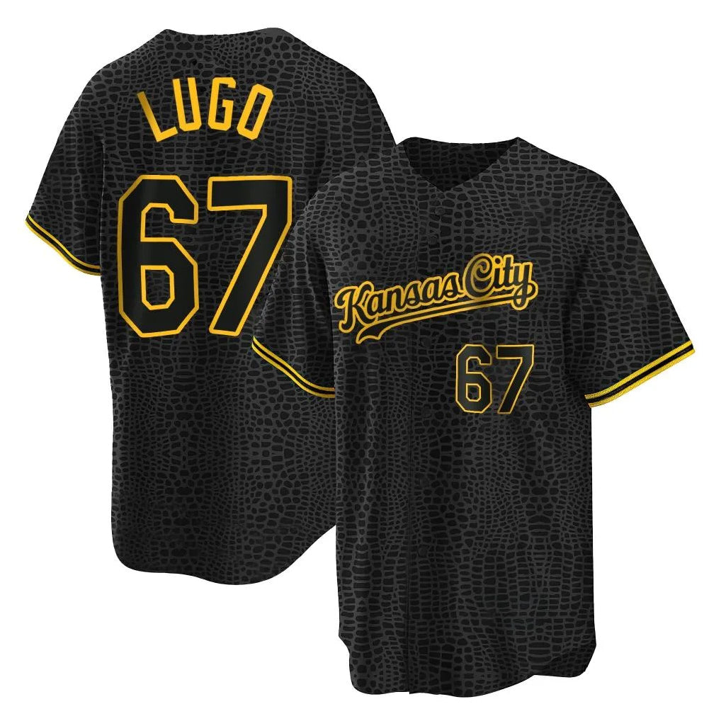 Choea KC.Royals #67 Seth Lugo Player Black Snake Skin City Game Stitched Jerseys