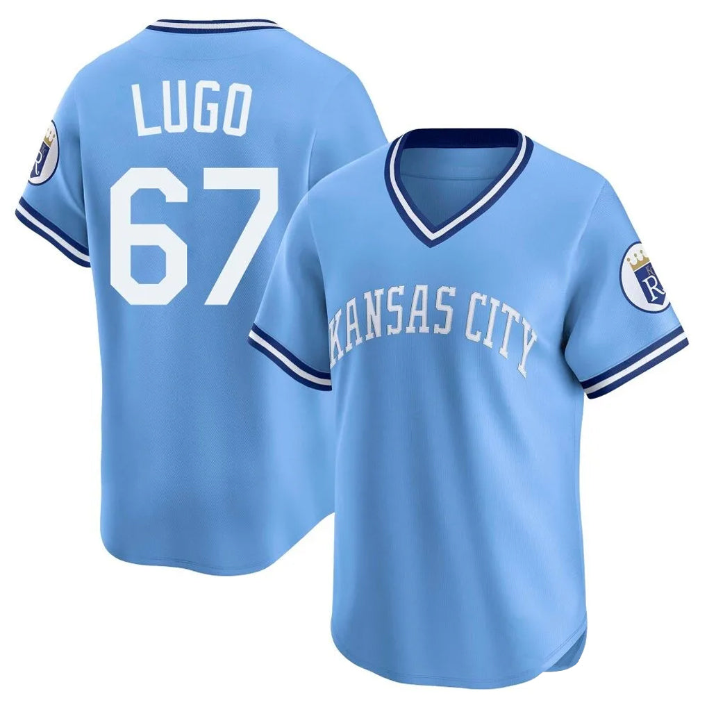 Choea KC.Royals #67 Seth Lugo Player Light Blue Limited Throwback Cooperstown Collection T-shirt Stitched Jerseys