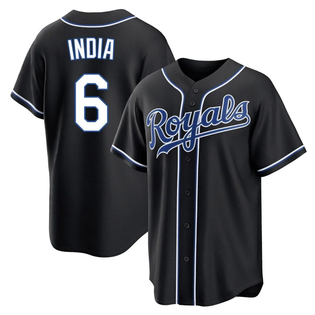Choea KC.Royals #6 Jonathan India Player Black Carbon Fashion Home Game Stitched Jerseys