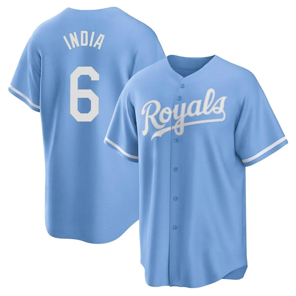 Choea KC.Royals #6 Jonathan India Player Light Blue Home Game Stitched Jerseys