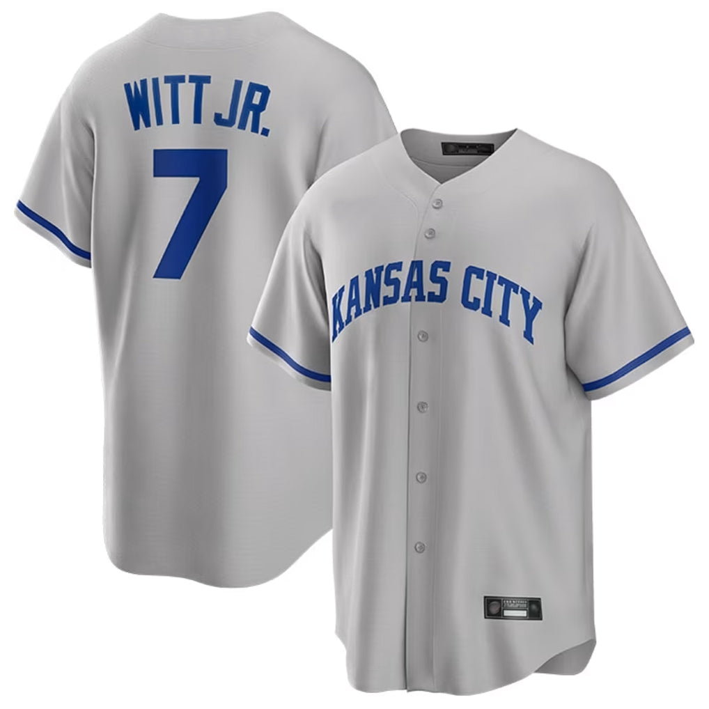 Choea KC.Royals #7 Bobby Witt Jr. Player Gray Game Home Stitched Jerseys