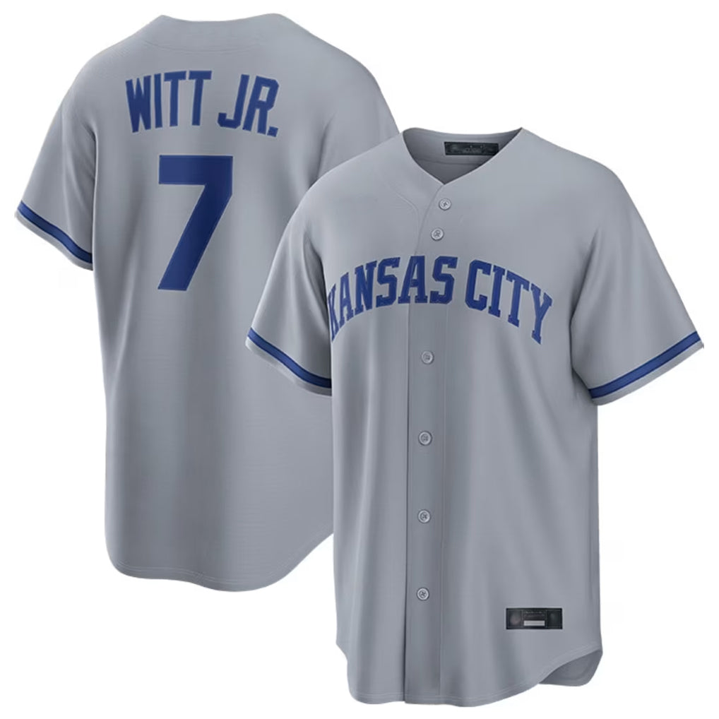 Choea KC.Royals #7 Bobby Witt Jr. Player Grey Road Game Home Stitched Jerseys