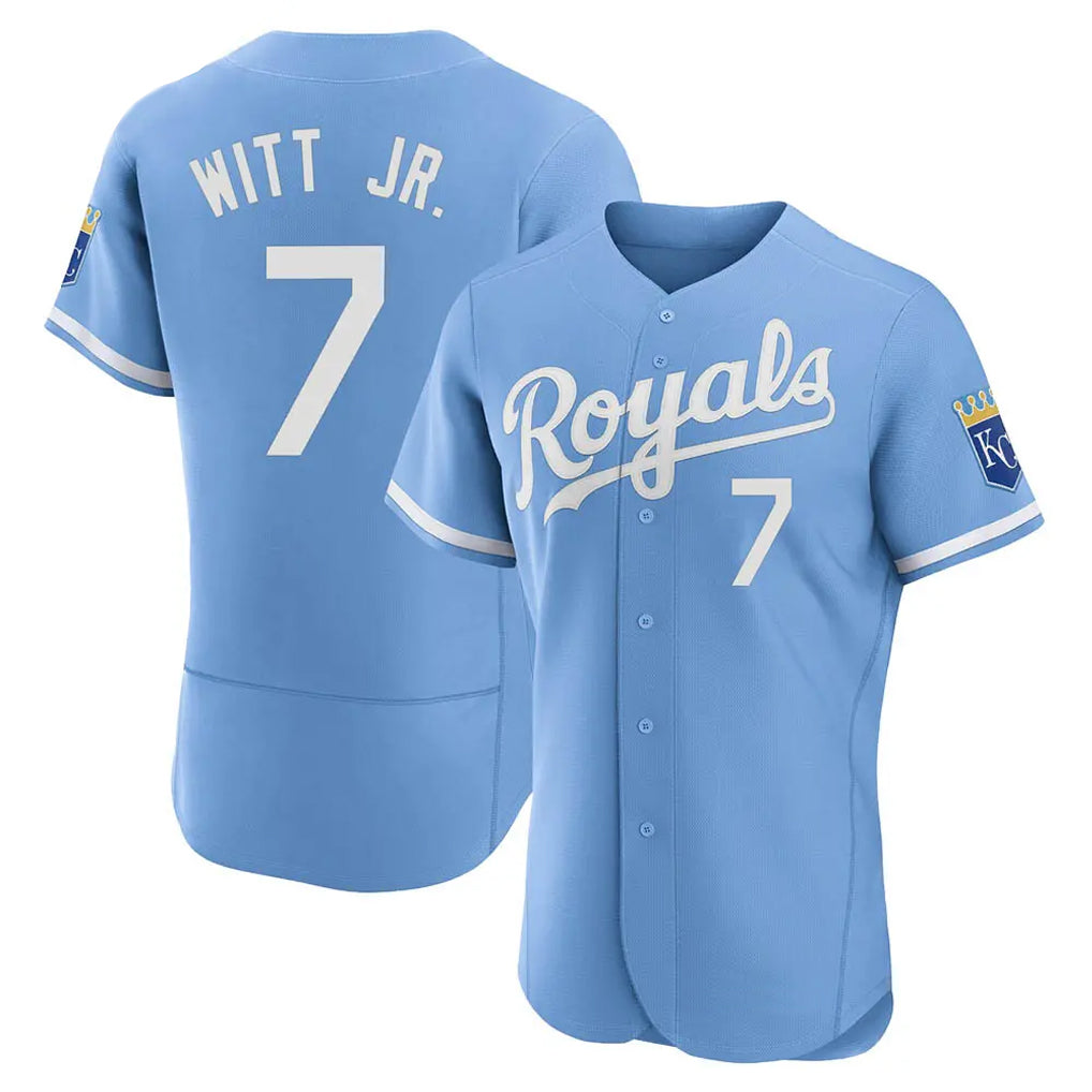 Choea KC.Royals #7 Bobby Witt Jr. Player Light Blue Alt Limited Elite Home Stitched Jerseys