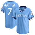 Choea KC.Royals #7 Bobby Witt Jr. Player Light Blue Limited Throwback Cooperstown Collection T-shirt Stitched Jerseys