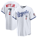 Choea KC.Royals #7 Bobby Witt Jr. White USA 250 Fourth of July Home Stadium Jersey