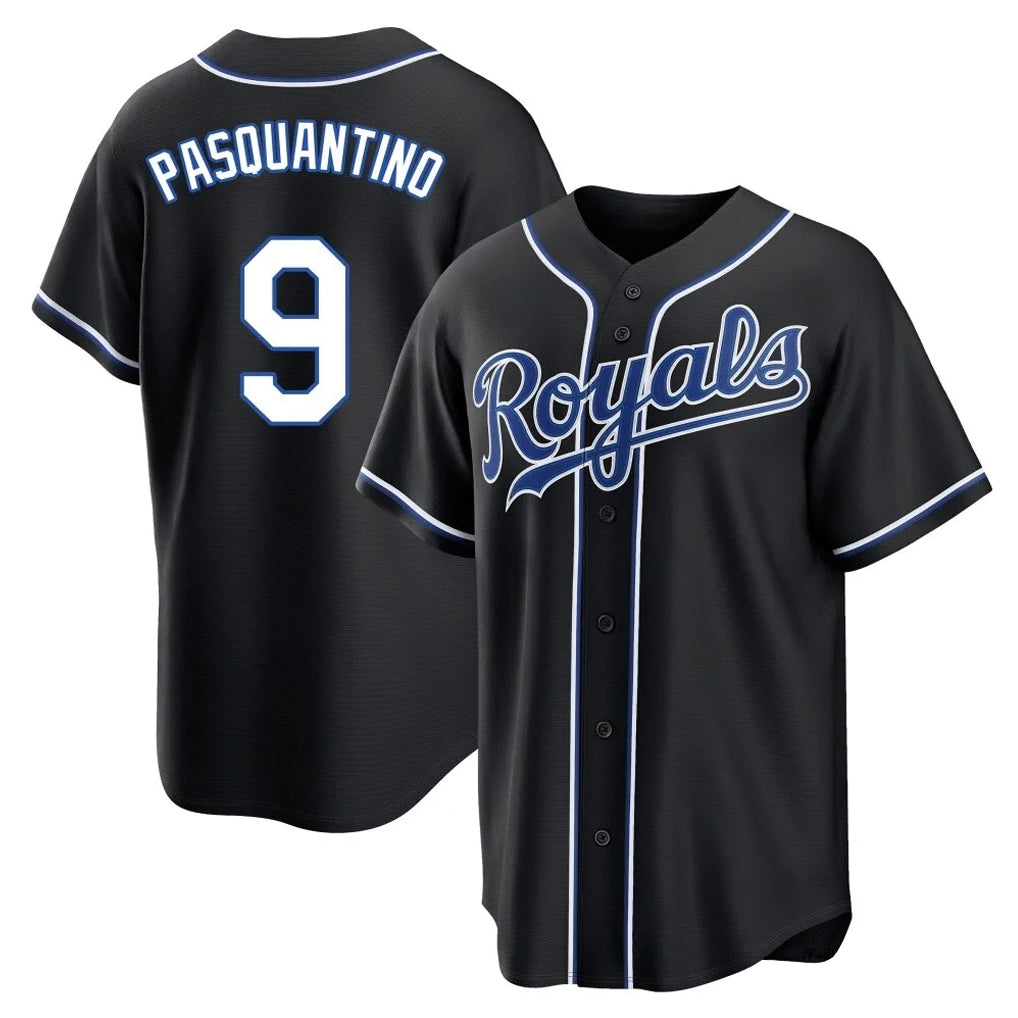 Choea KC.Royals #9 Vinnie Pasquantino Player Black Carbon Fashion Home Game Stitched Jerseys