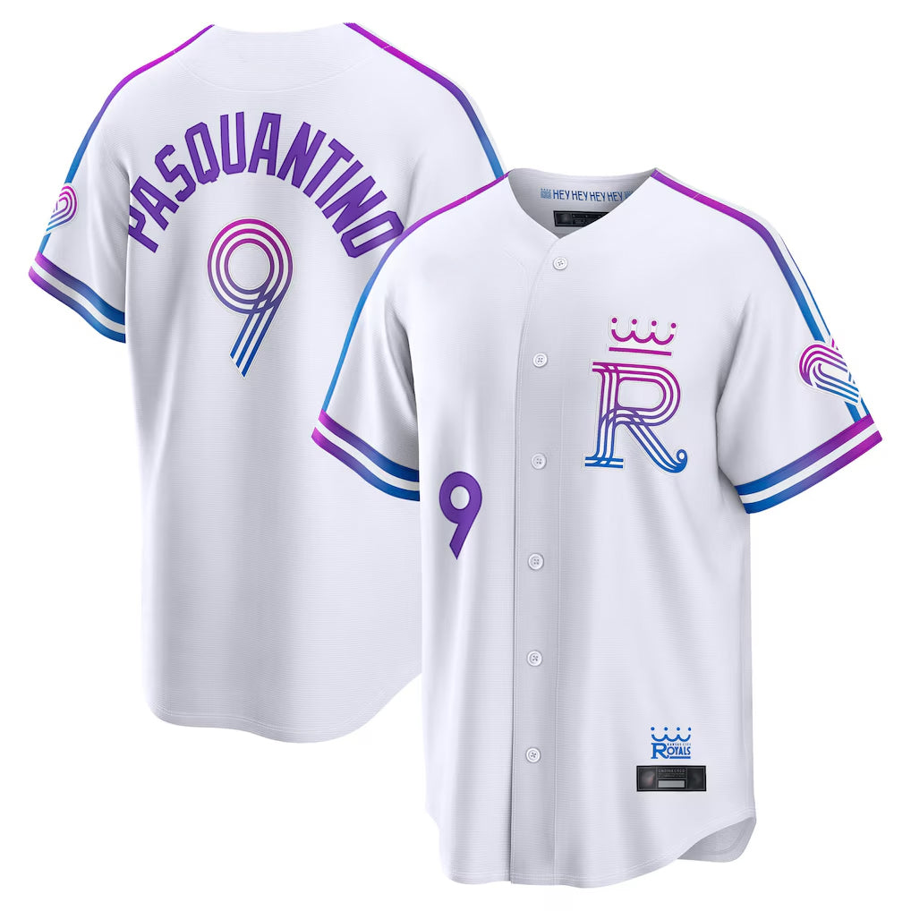 Choea KC.Royals #9 Vinnie Pasquantino Player White 2026 City Connect Limited Home Stitched Jerseys