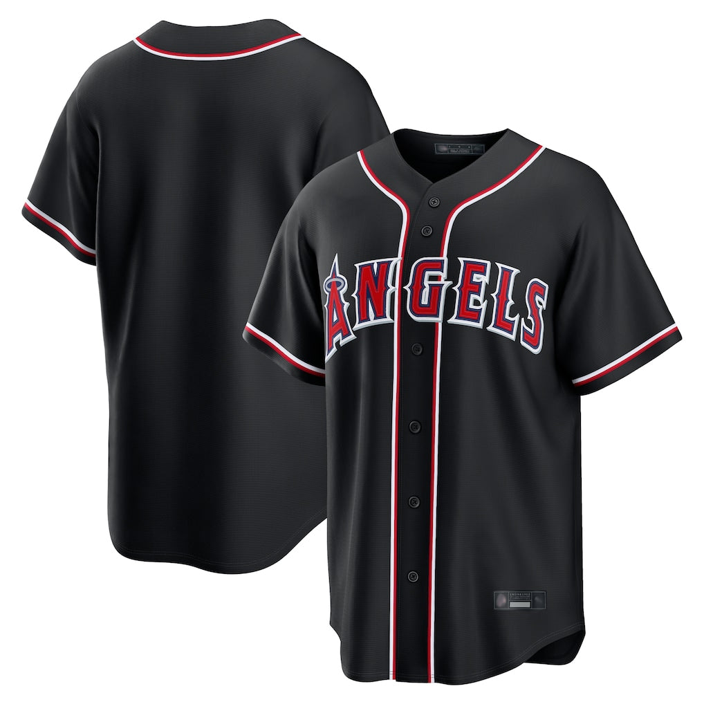 Choea LA.Angels Black Fashion Out Home Game Blank Player Stitched Jerseys