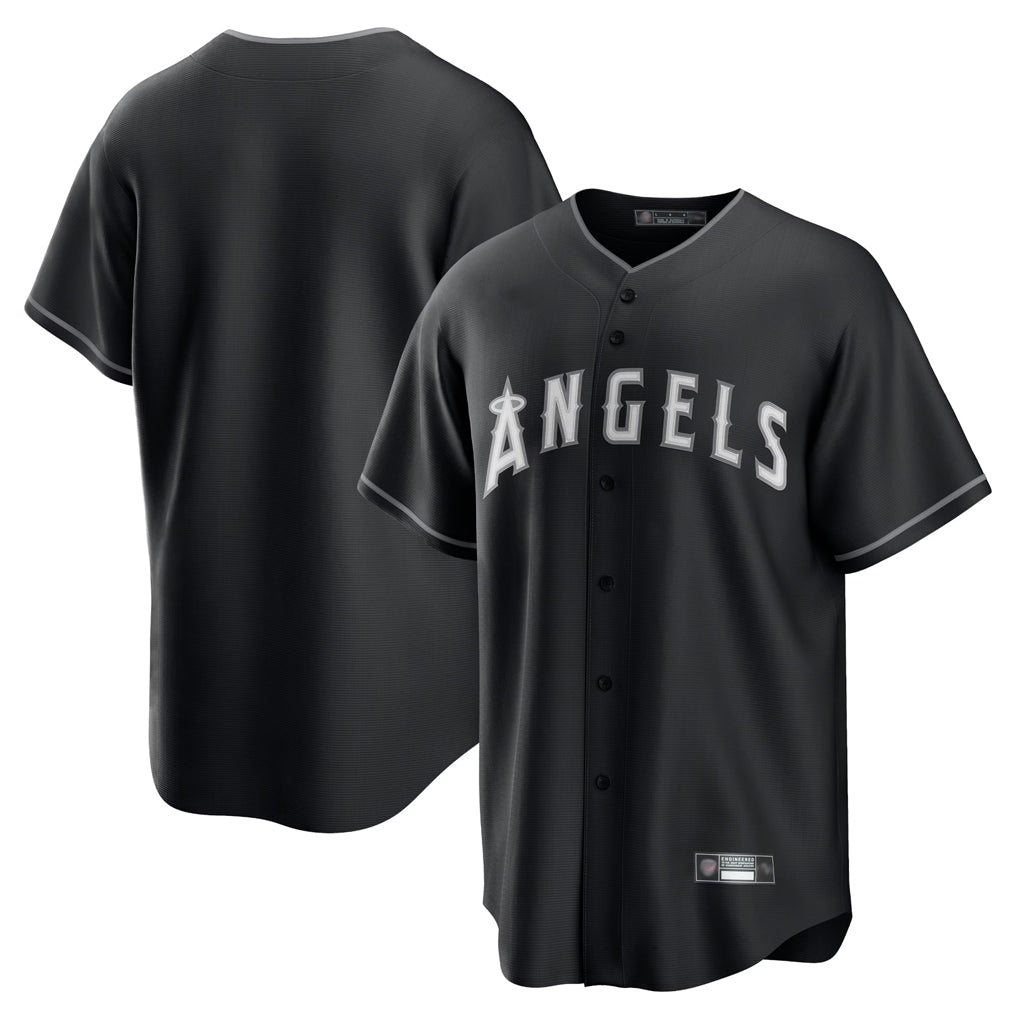 Choea LA.Angels Black Lights Out Fashion T-shirt Blank Player Stitched Jerseys