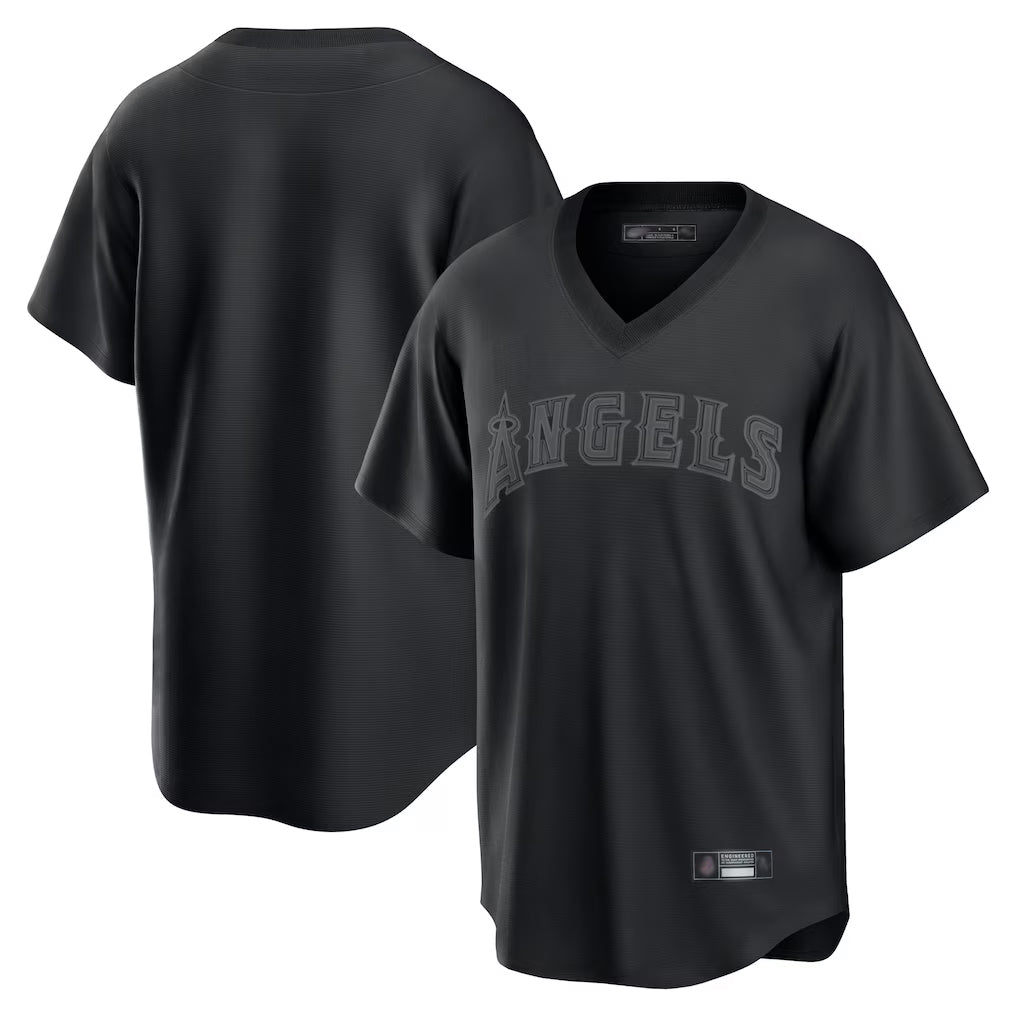 Choea LA.Angels Black Pitch Fashion Blank Player T-shirt Stitched Jerseys