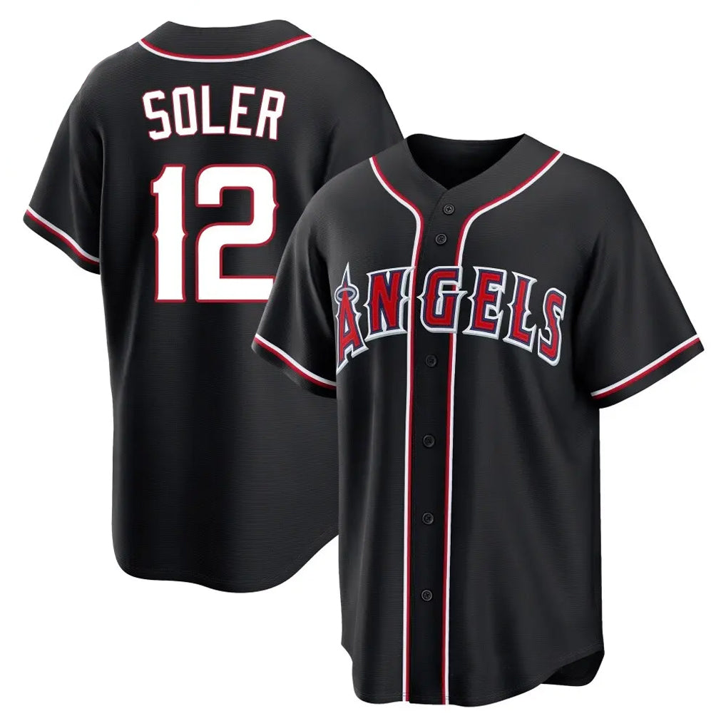 Choea LA.Angels #12 Jorge Soler Player Black Fashion Out Home Game Stitched Jerseys