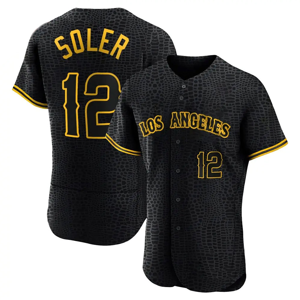 Choea LA.Angels #12 Jorge Soler Player Black Snake Skin City Limited Elite Home Stitched Jerseys