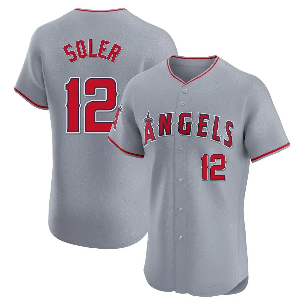 Choea LA.Angels #12 Jorge Soler Player Gray Home Limited Elite Stitched Jerseys