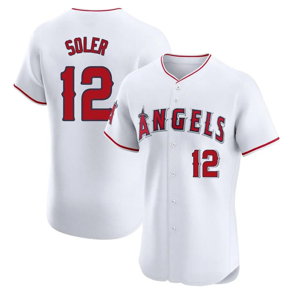 Choea LA.Angels #12 Jorge Soler Player White Limited Elite Stitched Home Jerseys