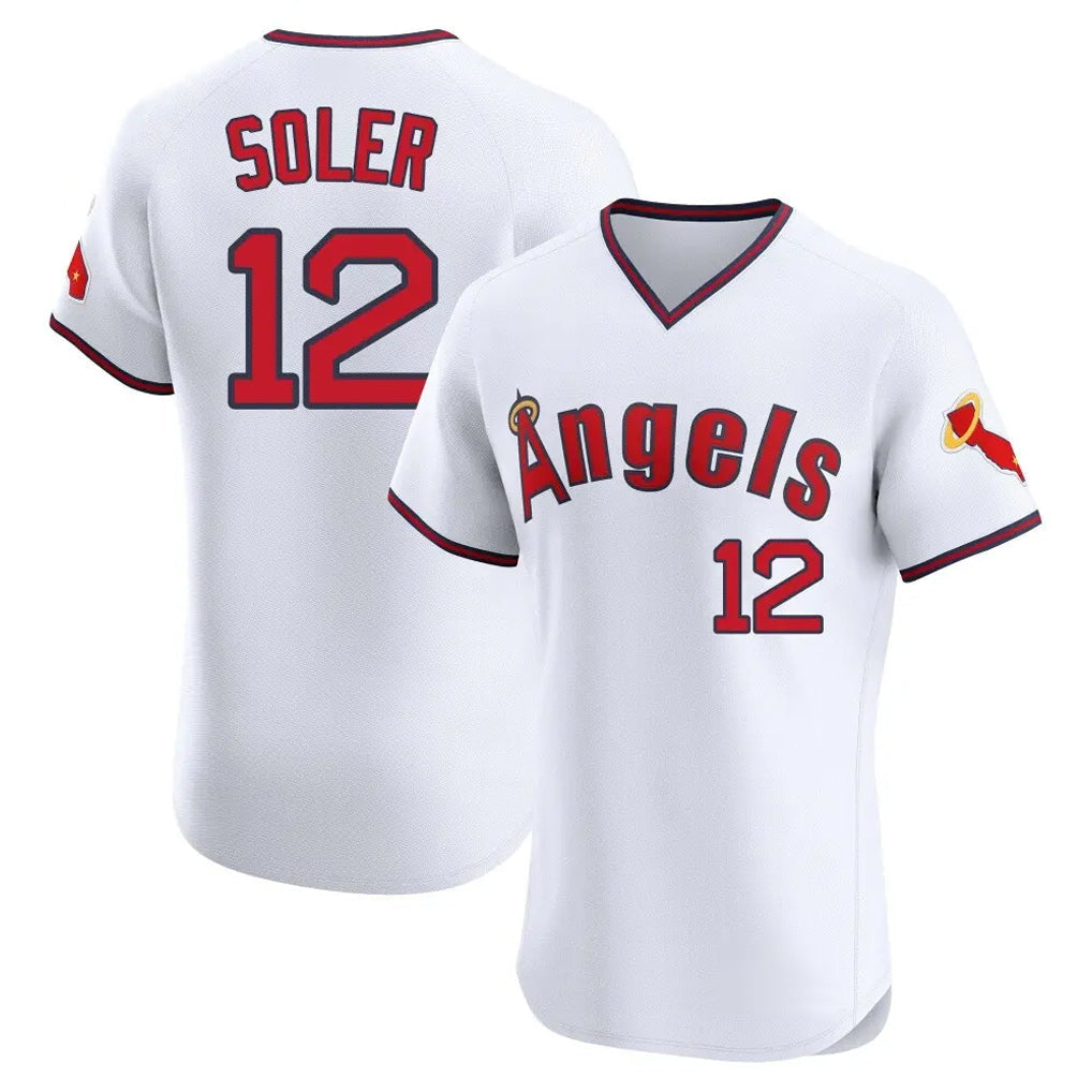 Choea LA.Angels #12 Jorge Soler Player White T-shirt Home Limited Elite Stitched Jerseys