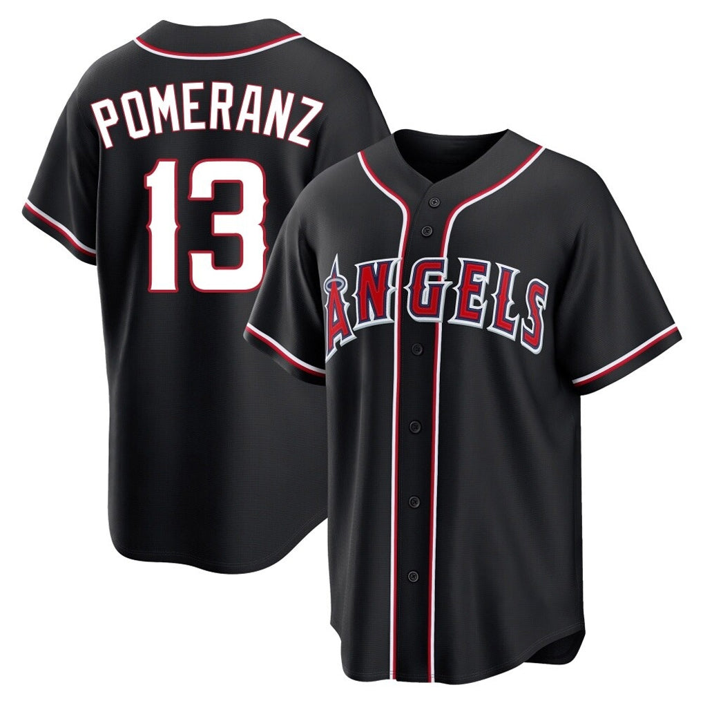 Choea LA.Angels #13 Drew Pomeranz Player Black Fashion Out Home Game Stitched Jerseys
