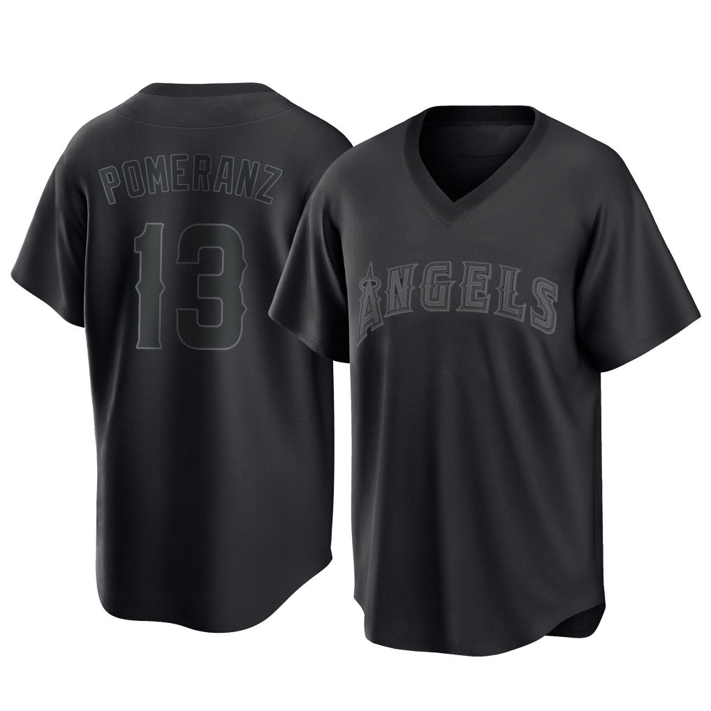 Choea LA.Angels #13 Drew Pomeranz Player Black Pitch Fashion T-shirt Stitched Jerseys