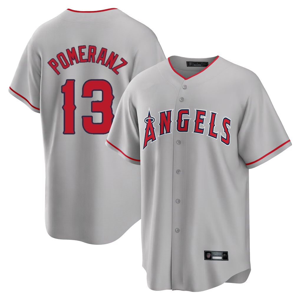 Choea LA.Angels #13 Drew Pomeranz Player Gray Home Game Stitched Jerseys