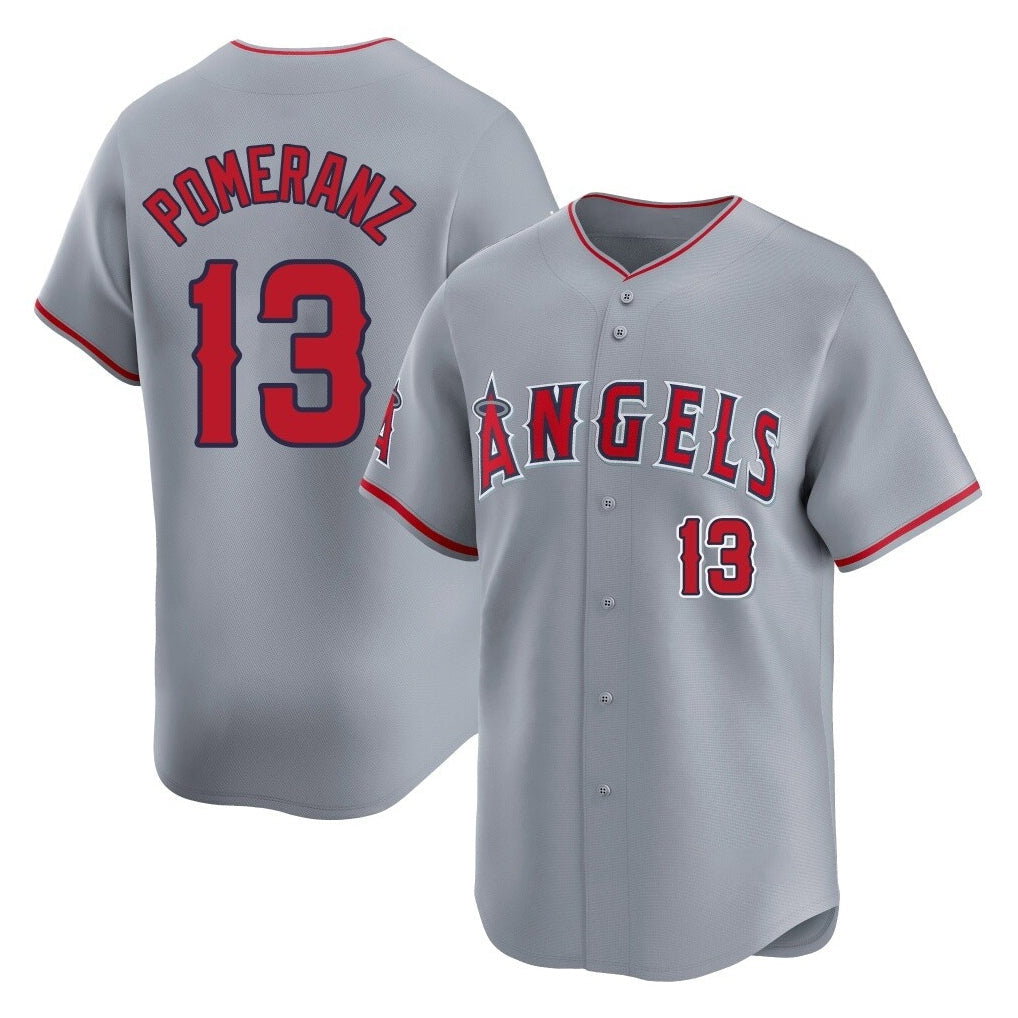 Choea LA.Angels #13 Drew Pomeranz Player Gray Home Limited Stitched Jerseys