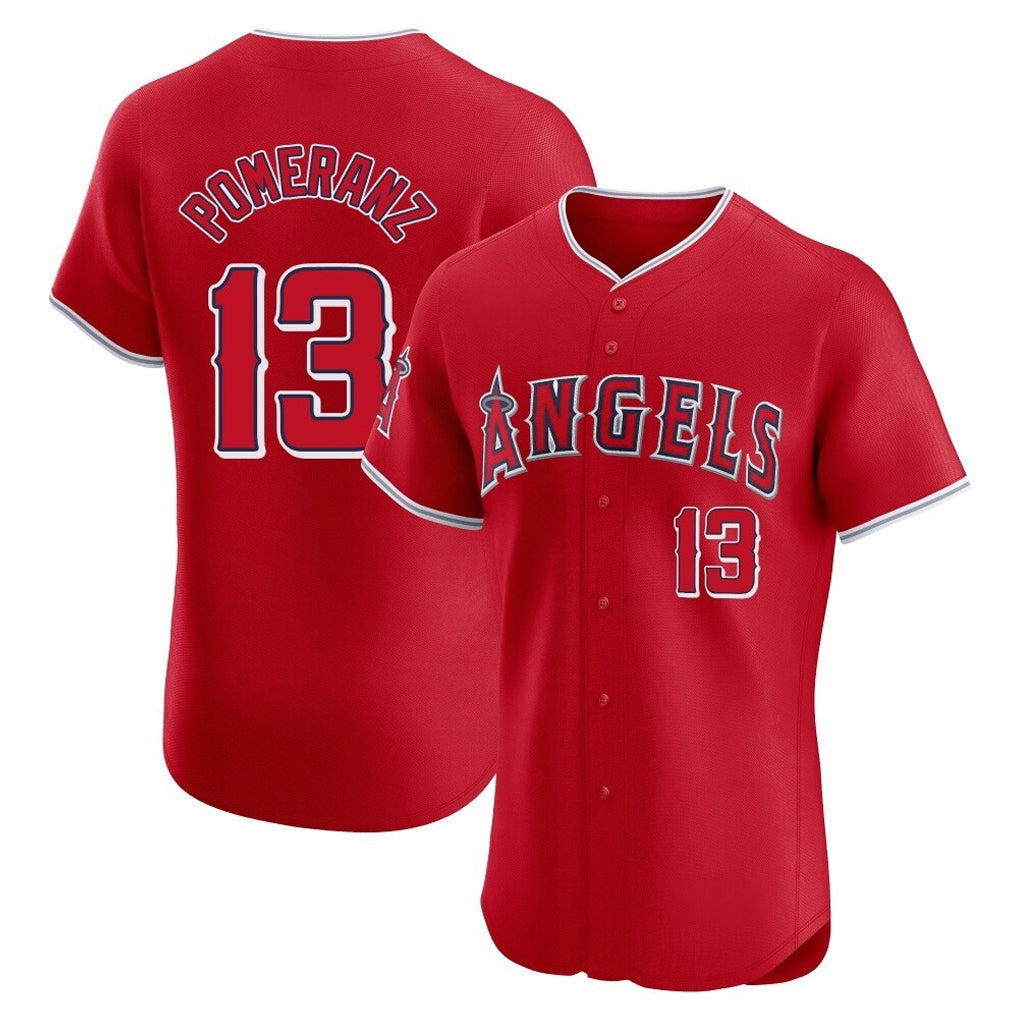 Choea LA.Angels #13 Drew Pomeranz Player Red Home Limited Elite Stitched Jerseys