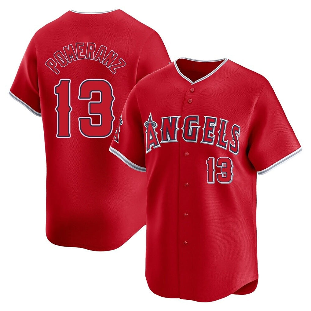 Choea LA.Angels #13 Drew Pomeranz Player Red Home Limited Stitched Jerseys