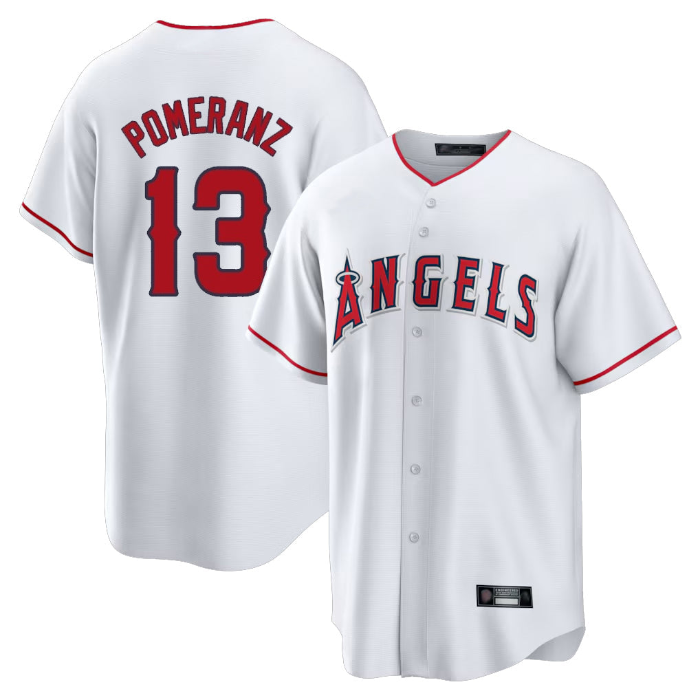 Choea LA.Angels #13 Drew Pomeranz Player White Home Game Stitched Jerseys
