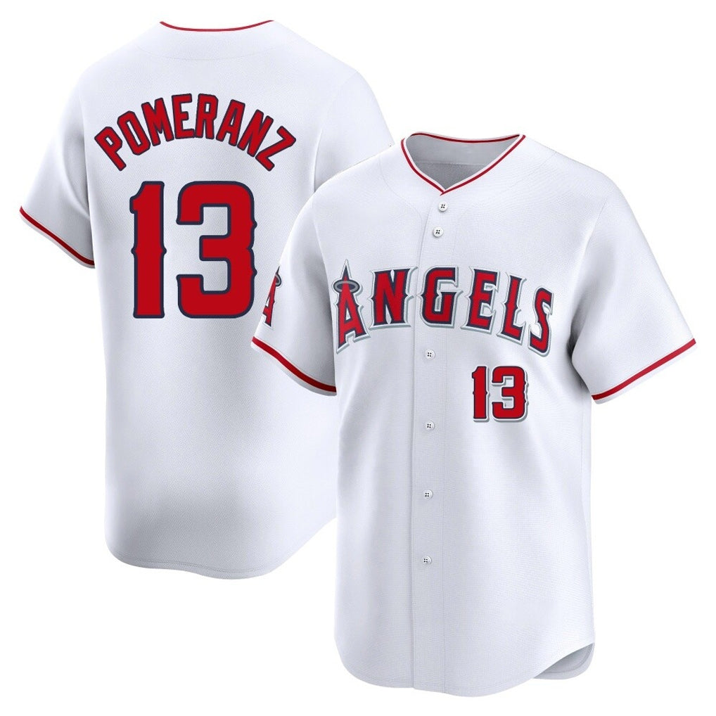 Choea LA.Angels #13 Drew Pomeranz Player White Limited Home Stitched Jerseys