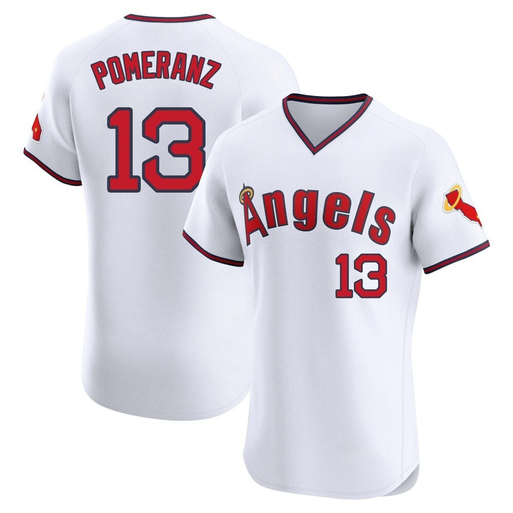 Choea LA.Angels #13 Drew Pomeranz Player White T-shirt Home Limited Elite Stitched Jerseys