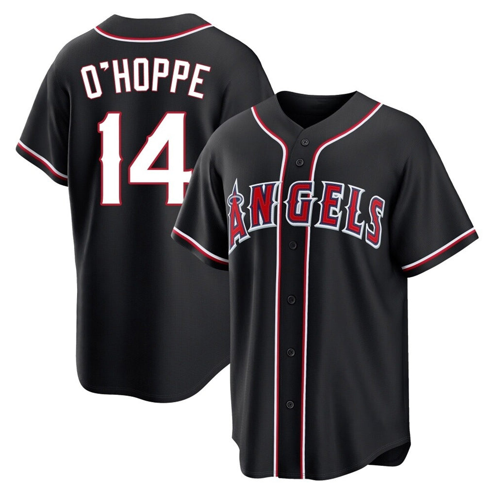 Choea LA.Angels #14 Logan O'Hoppe Player Black Fashion Out Home Game Stitched Jerseys