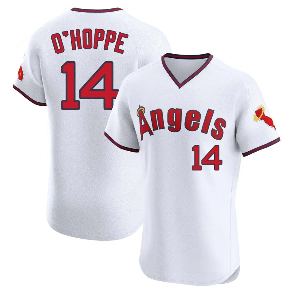 Choea LA.Angels #14 Logan O'Hoppe Player White T-shirt Home Limited Elite Stitched Jerseys