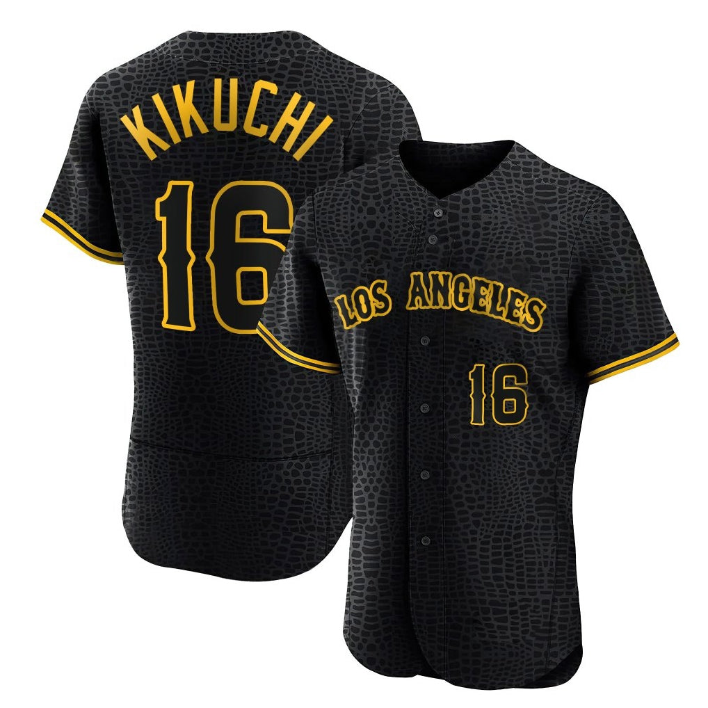 Choea LA.Angels #16 Yusei Kikuchi Player Black Snake Skin City Limited Elite Home Stitched Jerseys