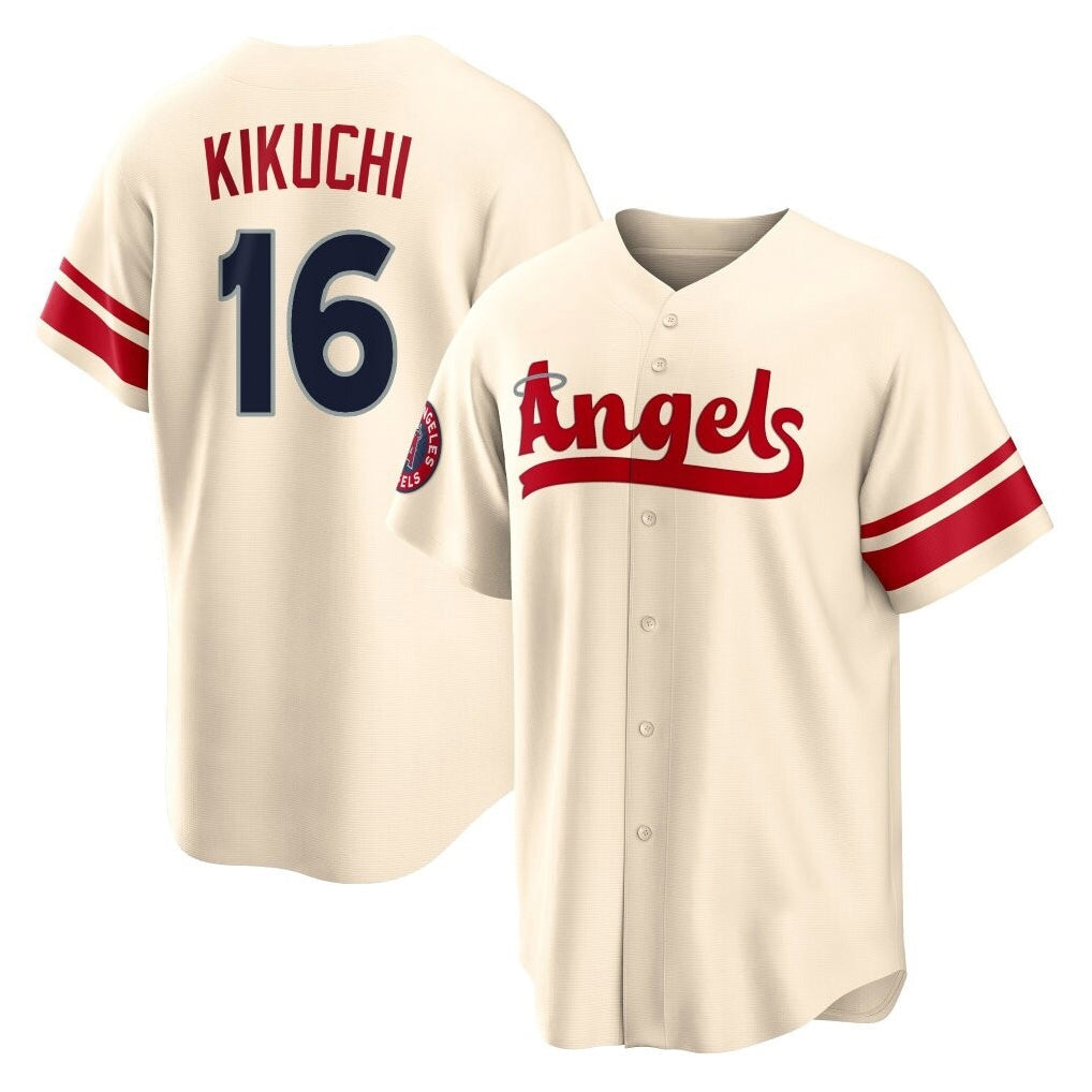 Choea LA.Angels #16 Yusei Kikuchi Player Cream City Connect Home Stitched Jerseys