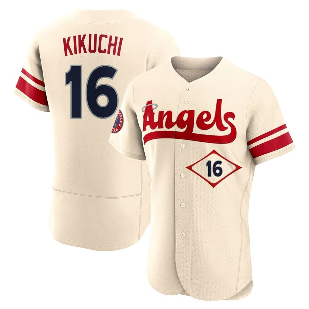 Choea LA.Angels #16 Yusei Kikuchi Player Cream City Connect Limited ELite Home Stitched Jerseys