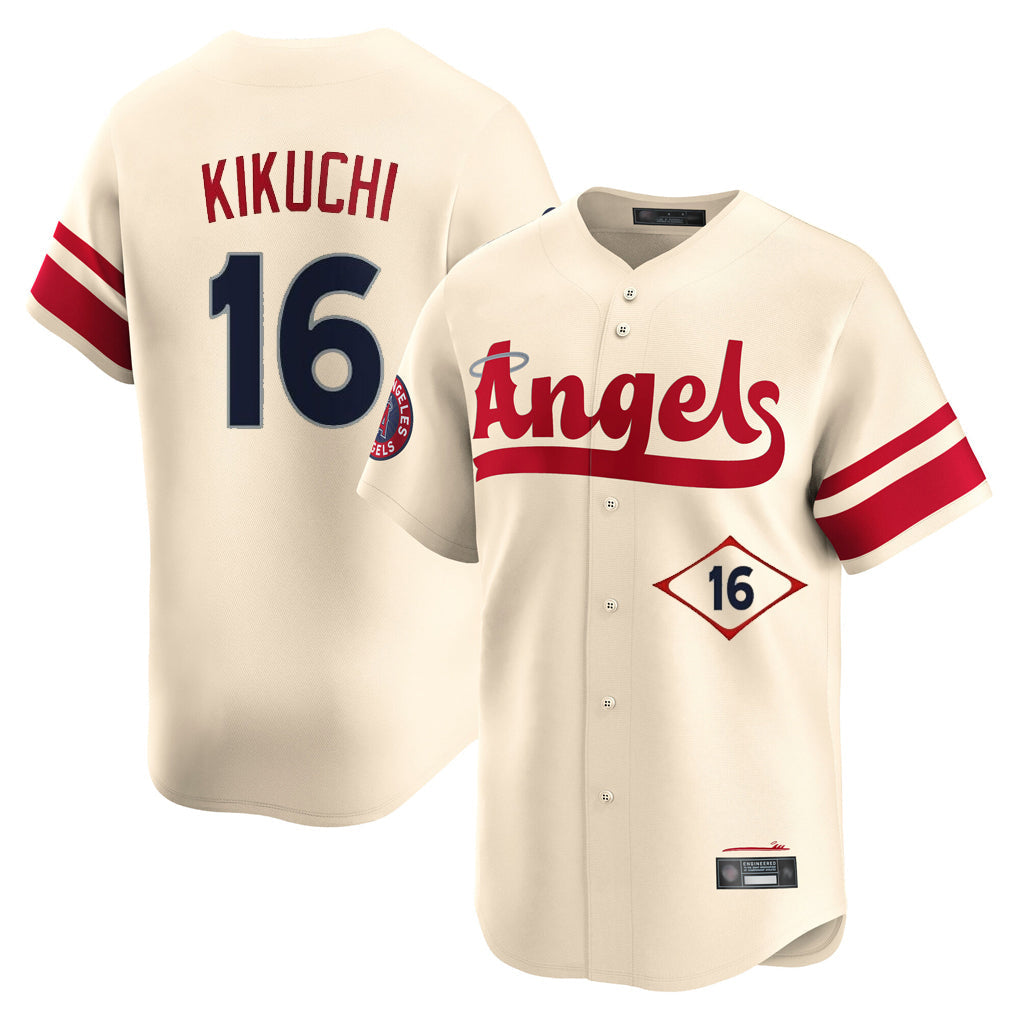 Choea LA.Angels #16 Yusei Kikuchi Player Cream City Connect Limited Home Stitched Jerseys