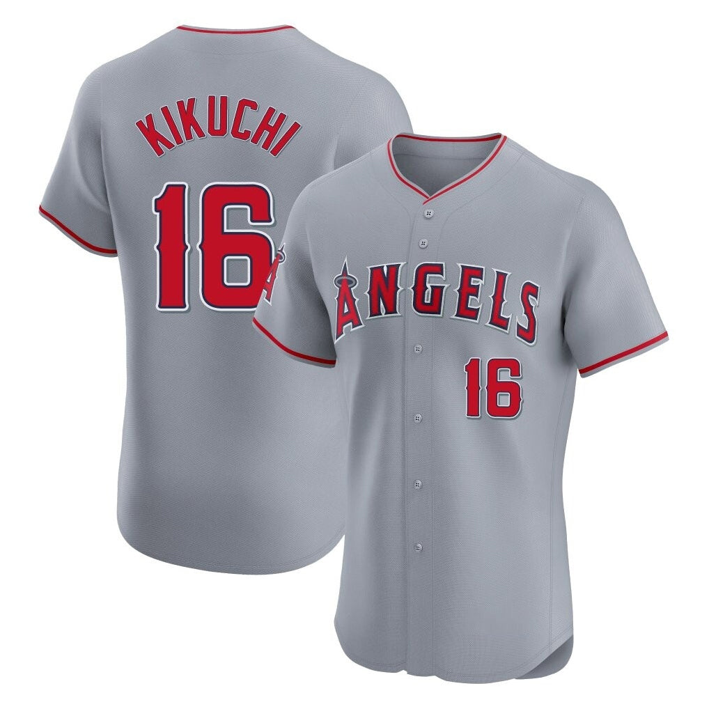 Choea LA.Angels #16 Yusei Kikuchi Player Gray Home Limited Elite Stitched Jerseys