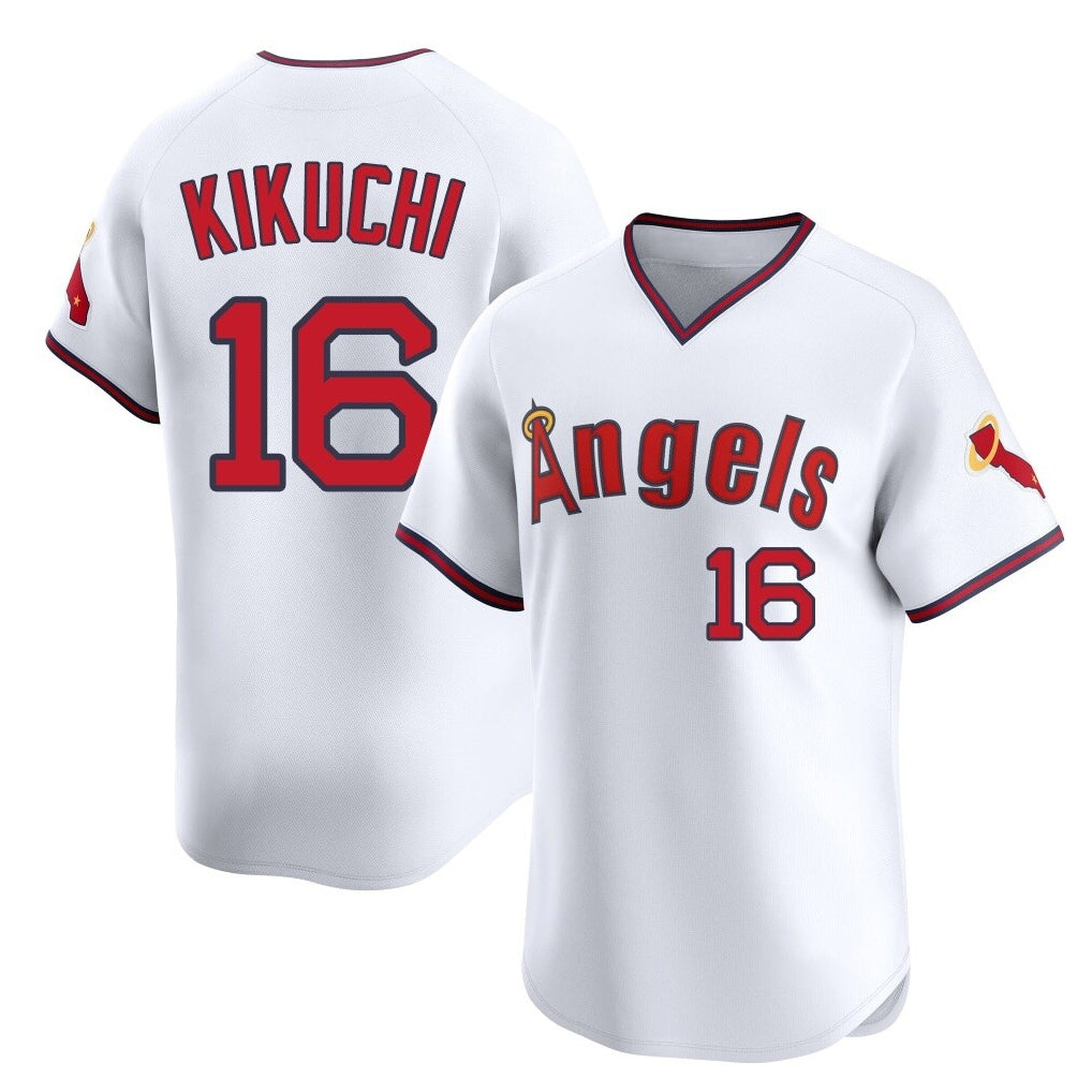 Choea LA.Angels #16 Yusei Kikuchi Player White T-shirt Home Limited Stitched Jerseys
