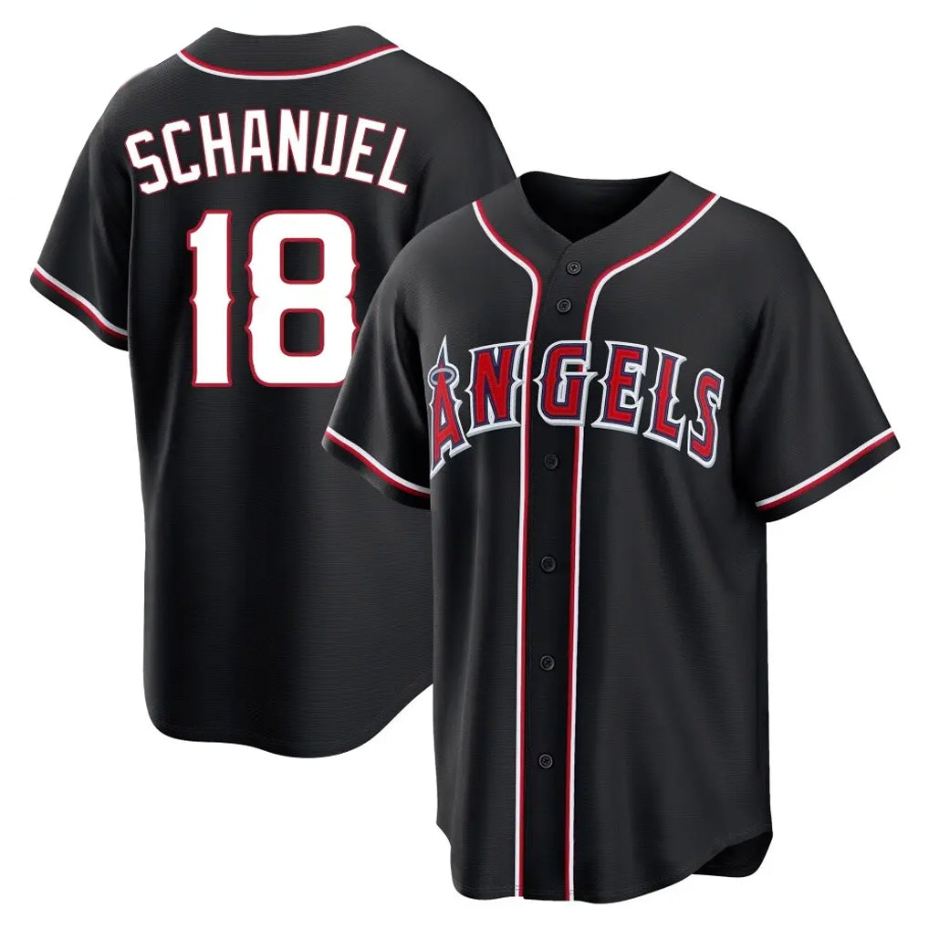 Choea LA.Angels #18 Nolan Schanuel Player Black Fashion Out Home Game Stitched Jerseys