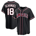 Choea LA.Angels #18 Nolan Schanuel Player Black Fashion Out Home Game Stitched Jerseys