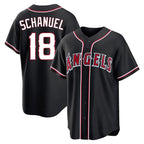 Choea LA.Angels #18 Nolan Schanuel Player Black Fashion Out Home Game Stitched Jerseys