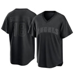 Choea LA.Angels #18 Nolan Schanuel Player Black Pitch Fashion T-shirt Stitched Jerseys