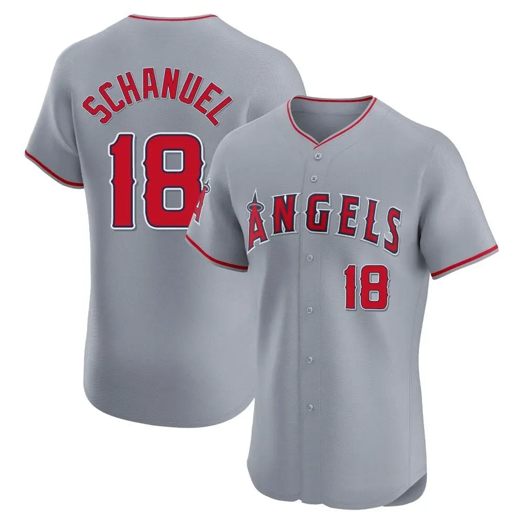 Choea LA.Angels #18 Nolan Schanuel Player Gray Home Limited Elite Stitched Jerseys