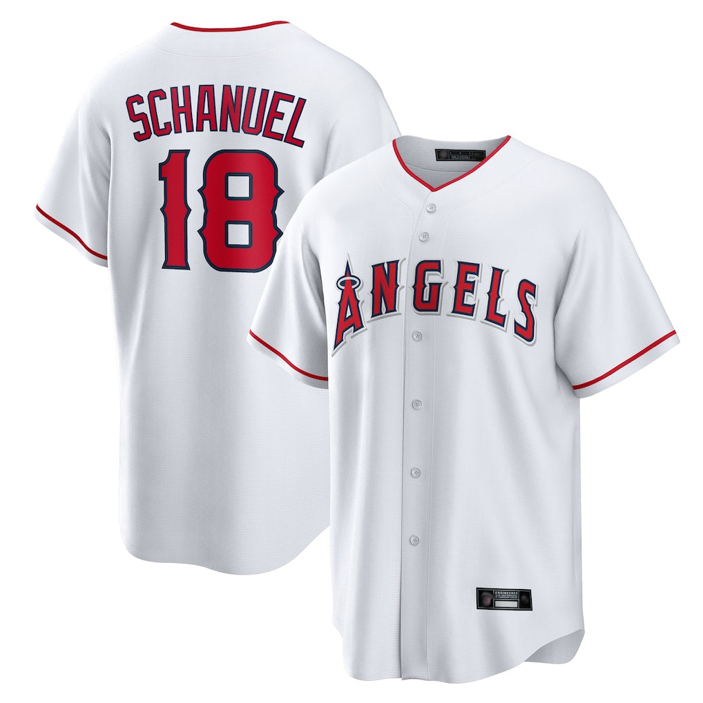 Choea LA.Angels #18 Nolan Schanuel Player White Home Game Stitched Jerseys