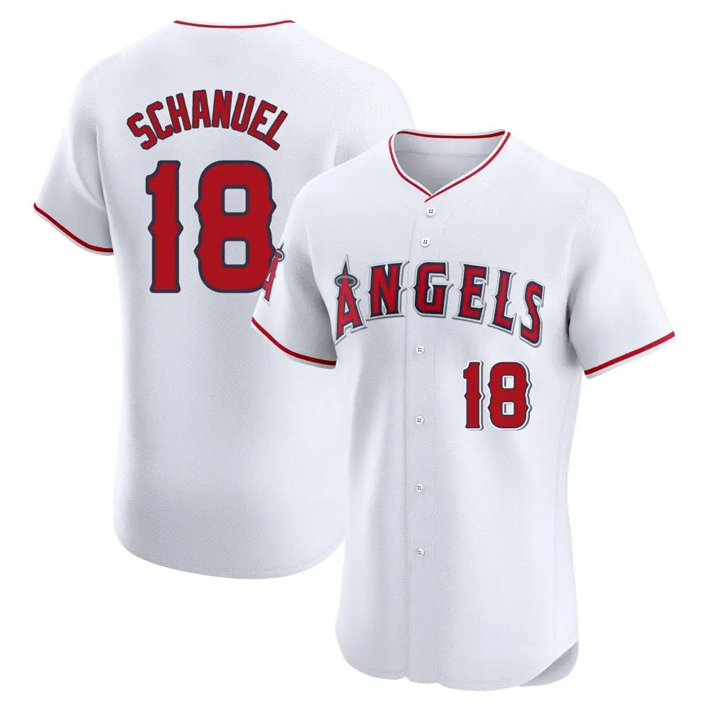 Choea LA.Angels #18 Nolan Schanuel Player White Limited Elite Stitched Home Jerseys