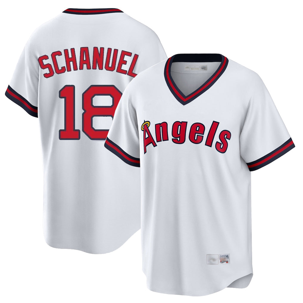 Choea LA.Angels #18 Nolan Schanuel Player White T-shirt Home Game Stitched Jerseys