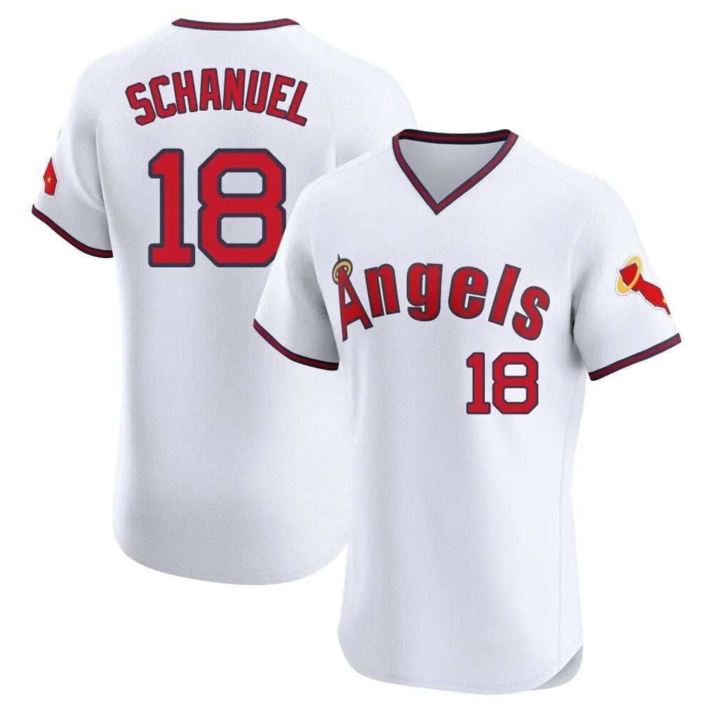 Choea LA.Angels #18 Nolan Schanuel Player White T-shirt Home Limited Elite Stitched Jerseys