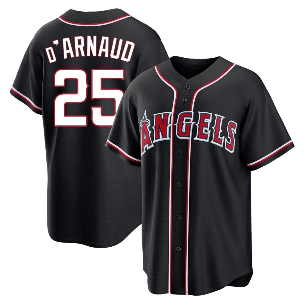 Choea LA.Angels #25 Travis d'Arnaud Player Black Fashion Out Home Game Stitched Jerseys