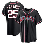 Choea LA.Angels #25 Travis d'Arnaud Player Black Fashion Out Home Game Stitched Jerseys